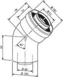 Ariston koleno 45° 60/100 2 ks