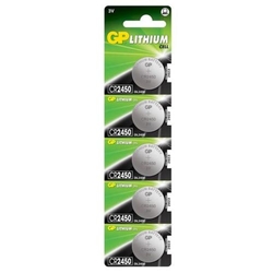 GP Battery (CR2450) Lithium coin, CR2450-7U5 (5 batteries / blister) 3V