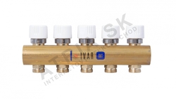 Zberač - osadený uzatváracími ventilmi  - 1"xEK; 11cestný; mosadz