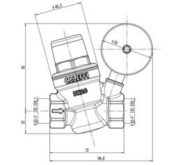 Tlakový redukčný ventil 3/4", PN 16bar, pracovný rozsah 1-5,5 bar, T max.+80 °C, s pripojením 1/4" F na manometer
