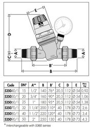 Tlakový redukčný ventil 3/4", PN 25bar, pracovný rozsah 1-6 bar, T max.+40 °C, manometer 0-10 bar