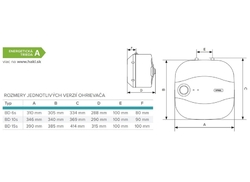 elektrický zásobníkový tlakový ohrievač vody BD 1,5kW 6l spodný