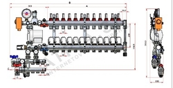 UNIMIX - univerzálna zostava - skriňa  P-MAX 3 - 3/4"xEK; 5cestný; DAB.EVOSTA 2 40-70/130; mosadz