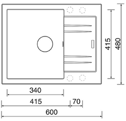 drez granitový Sinks LINEA 600 N Metalblack
