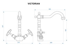 Batéria drezová stojanková, s keramickými vrškami, VICTORIAN, striebro