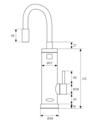 Elektrická priamoohrevná vodovodná batéria, flexibilné ramienko, 3,3kW, čierna/strieborná