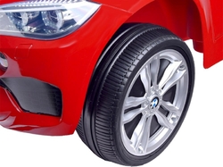 Elektrické autíčko BMW X6M NEW – JEDNOMIESTNE, červené, EVA kolesá, kožené sedadlo, 12V, 2,4 GHz diaľkové ovládanie, 2X motor, USB, SD karta, ORGINAL licencia