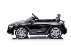 Elektrické autíčko Audi R8 Spyder nový typ, Plastové sedadlo, Plastové kolesá, USB/SD Vstup, Batéria 12V, 2 X 25W MOTOR, Čierne, ORGINAL licencia