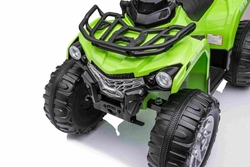 Elektrická štvorkolka SUPERPOWER 12V, zelená, Plastové kolesá s gumeným pásom, 2 x 45W Motor, plastová sedačka, odpruženie, 12V7Ah batéria, MP3 Prehrávač