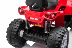 Elektrická štvorkolka SUPERPOWER 12V, červená, Plastové kolesá s gumeným pásom, 2 x 45W Motor, plastová sedačka, odpruženie, 12V7Ah batéria, MP3 Prehrávač