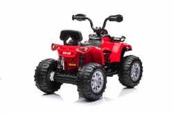 Elektrická štvorkolka SUPERPOWER 12V, červená, Plastové kolesá s gumeným pásom, 2 x 45W Motor, plastová sedačka, odpruženie, 12V7Ah batéria, MP3 Prehrávač