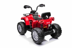 Elektrická štvorkolka SUPERPOWER 12V, červená, Plastové kolesá s gumeným pásom, 2 x 45W Motor, plastová sedačka, odpruženie, 12V7Ah batéria, MP3 Prehrávač