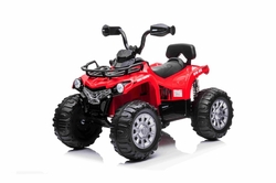 Elektrická štvorkolka SUPERPOWER 12V, červená, Plastové kolesá s gumeným pásom, 2 x 45W Motor, plastová sedačka, odpruženie, 12V7Ah batéria, MP3 Prehrávač