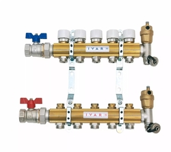 Zostava rozdeľovač/zberač  - skriňa P-KLASIK 3 - 5/4"xEK; 7cestný; mosadz