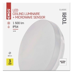 LED prisad. svietidlo Tori s pohyb. senz.,kr. 15W n.b., IP54