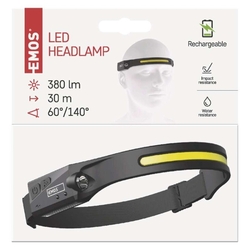 COB LED nabíjacia čelovka P3541, 380 lm, Li-Pol 1200 mAh