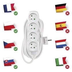 Predlžovací kábel 7 m / 4 zásuvky / biely / PVC / 1,5 mm2