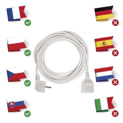 Predlžovací kábel 10 m / 1 zásuvka / biely / PVC / 1,5 mm2
