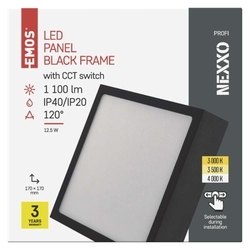 LED prisadené svietidlo NEXXO, štvorcové, čierne, 12,5W, CCT
