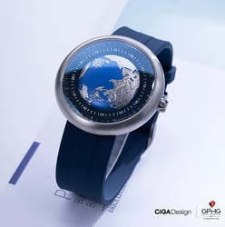 CIGA DESIGN náramkové hodinky U-Series Blue Planet GPHG Titanium Mechanical Watch - blue strap