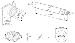 BOSCH - Vodorovný odťah spalín 80/125 mm