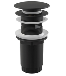 Výpusť umývadlová CLICK/CLACK 5/4" celokovová s prepadom, veľká zátka čierna