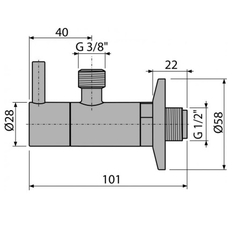 Ventil rohový s filtrom 1/2"×3/8", čierna-mat