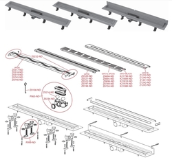Simple - Podlahový žľab s okrajom pre perforovaný rošt, 650mm, matný čierny plast