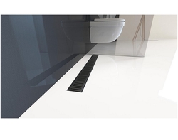 Simple - Podlahový žľab s okrajom pre perforovaný rošt, 750mm, matný čierny plast