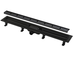 Simple - Podlahový žľab s okrajom pre perforovaný rošt, 950mm, matný čierny plast