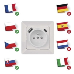 Zásuvka s USB A+USB C, biela
