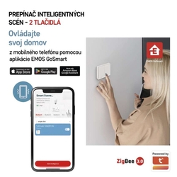 GoSmart Prenosný ovládač scén IP-2002ZW, ZigBee 3.0, 2-tlačidlový
