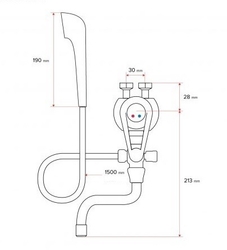 HAKL 026 trojcestná nízkotlaková kombinovaná batéria ramienko + sprcha, páková, ramienko 18cm, hadica 150cm