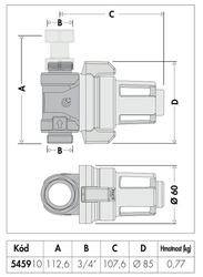 CALEFFI XS® - Magnetický filter pod kotol, s priamymi závitovými pripojeniami, veľkosť DN 20 (3/4”)