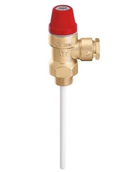 Teplotný a tlakový poistný ventil, 3/4” M x d22, 3 bar
