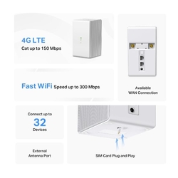 Modem TP-Link Mercusys MB110-4G LTE s WiFi routerem, 1x LAN, 1x WAN, 1x slot SIM, 300Mbps 2,4