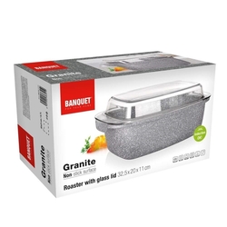 Pekáč Banquet s nepriľnavým povrchom Granite 32,5 x 21 x 11 cm, 5,7 l, so sklenenou pokrievkou