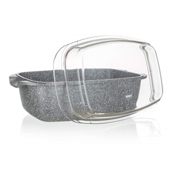 Pekáč Banquet s nepriľnavým povrchom Granite 32,5 x 21 x 11 cm, 5,7 l, so sklenenou pokrievkou