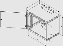 Rack Triton 19" jednodílný 15U/400mm prosklené dveře, šedý