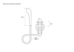 Sprchová nástenná pák. bat. HAKL 150 cm