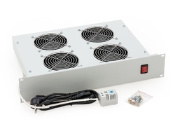 Ventilačná jednotka Triton 19" Horizontálna 230V/92W, 2U, 4x ventil, bimetalový termostat, bílá