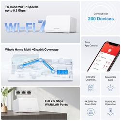 WiFi router TP-Link Halo H47BE(2-pack) WiFi 7, BE9300, 3x 2,5GLAN