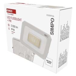 LED reflektor SIMPO, 30W, PIR, neutrálna biela