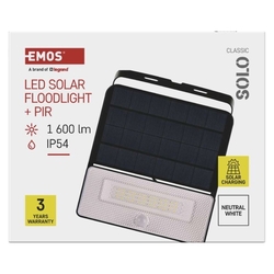 LED reflektor solárny SOLO so senzorom pohybu, neutrálna biela