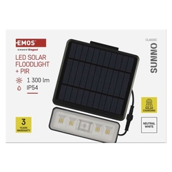 LED reflektor solárny SUNNO so senzorom pohybu, neutrálna biela