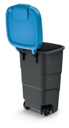 Popolnica Prosperplast Wheeler 110 l antracit s modrým vekom