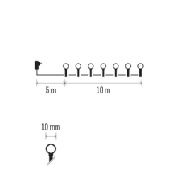 LED vianočná cherry reťaz – guličky, 10 m, RGB, ovládač, programy, časovač