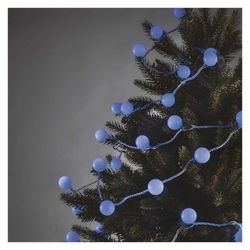 LED svetelná cherry reťaz – guličky 2,5 cm, 4 m, vonkajšia aj vnútorná, modrá, časovač