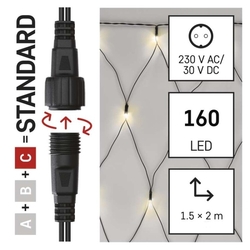 Standard LED spojovacia vianočná reťaz – sieť, 1,5x2 m, vonkajšia, teplá biela