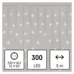 LED vianoč. cencúle, 5 m, vonkajšie aj vnútor., studená biela, ovládač, programy, časovač
